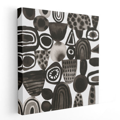 Quirky I Black and White - reproduction d'art sur toile
