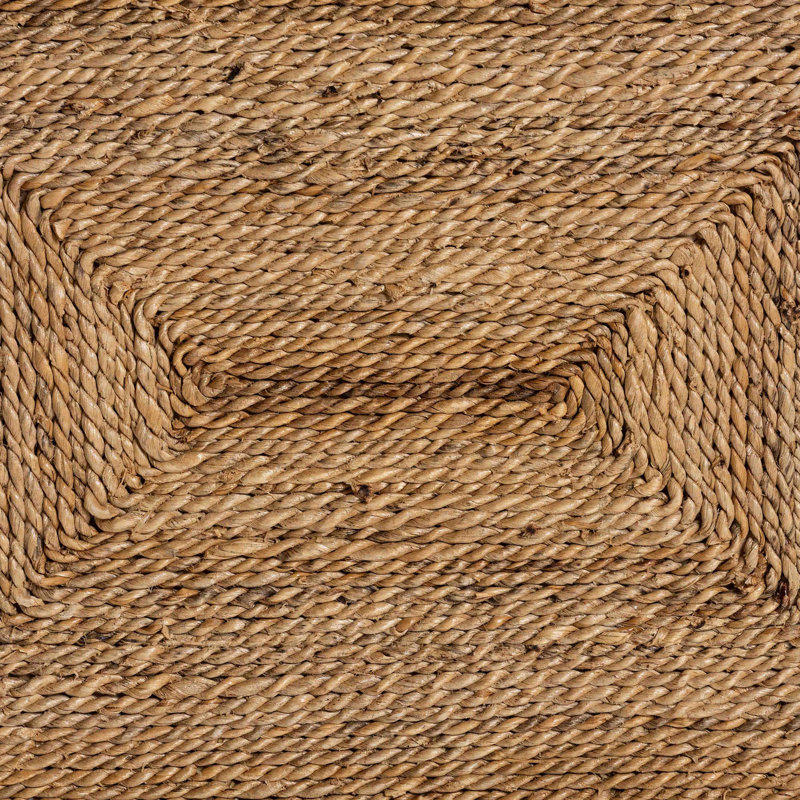 Anfield Natural Seagrass and Mahogany Wood Counter Stool