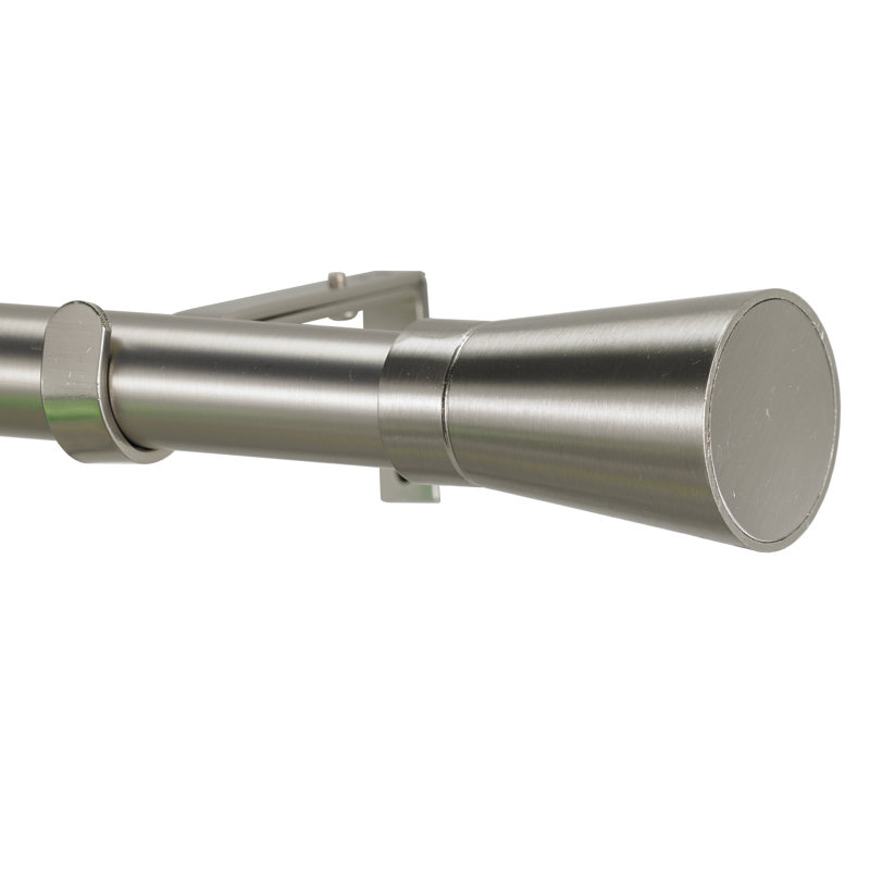 Linea Single Curtain Rod, 3" H x 120" W x 6" D, Stainless