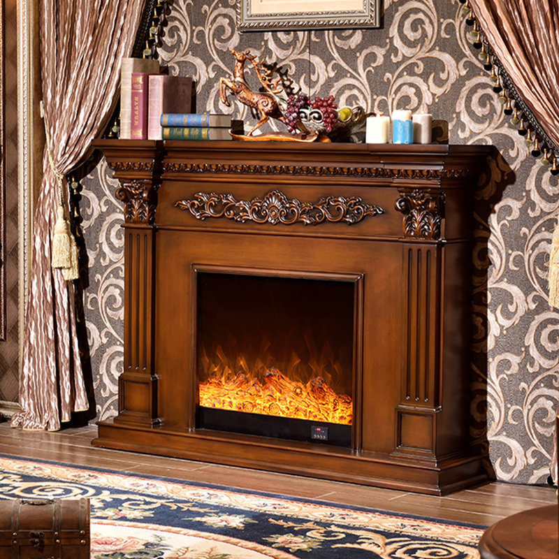 Foyer électrique 59,06 "brun avec décoration et chauffage, H 45,67 po x l 59,06 po x P 12,99 po, Brun