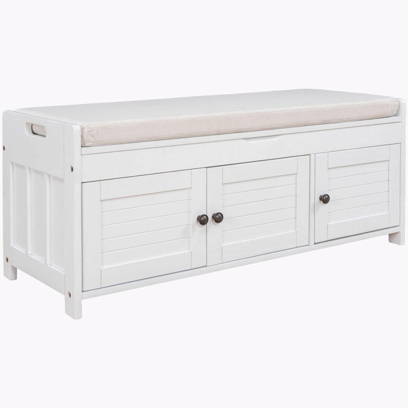 Alexas Fabric Upholstered Storage Bench, White