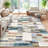 Modern Geometric Machine Washable Rug with Non-Slip Backing Non-Shedding Contemporary Accent Carpet Soft Low Pile Floor Cover for Living Room-88466899