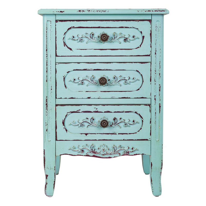 Alleta 46cm W Bedside Table, Antique Blue