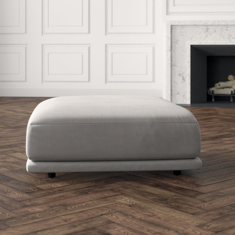 Sunday Square Ottoman, Agnew Gray Textured Basketweave