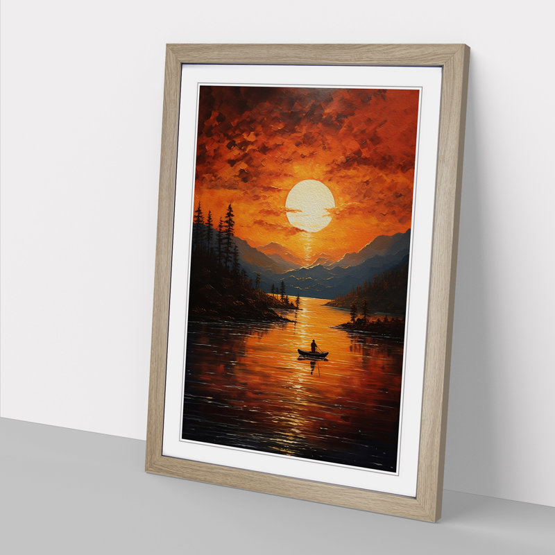 Lake Action No.2 - Framed Print, Oak , 64cm H x 46cm W x 2cm D