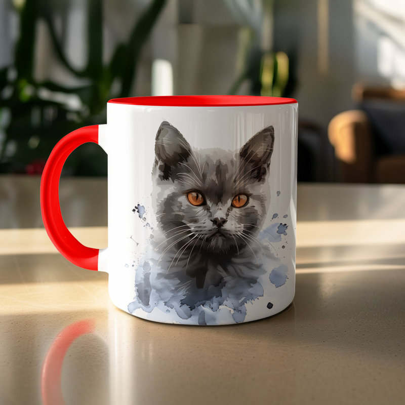 Ceramic Coffee Mug, Red, 3