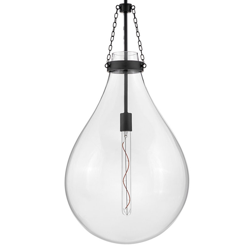 Luminaire suspendu simple en forme de goutte d'eau 16 po Eloise, Noir