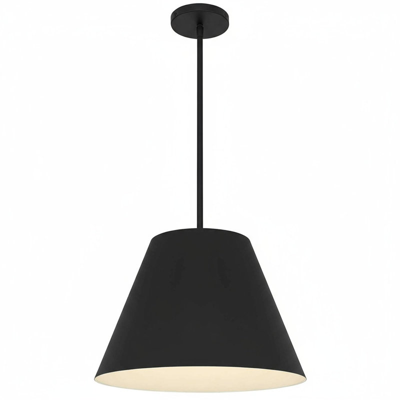 16-inch diameter integrated LED black pendant light, 11" H x 16" W x 16" D, Black
