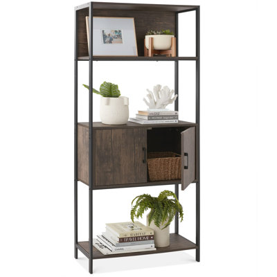 Storage Bookshelf for Living Room, Walkway w/ Enclosed Cabinet, Elevated Design