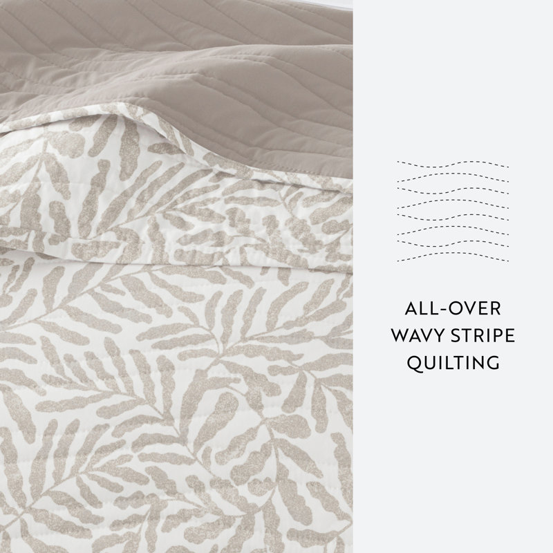 Taupe Twin Reversible Microfiber Quilt Set with Standard Sham