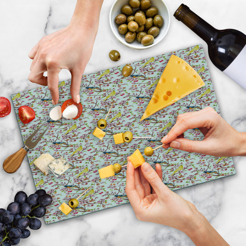 Ambesonne Spring Cutting Board Large Size Sakura Branches and Birds Multicolor