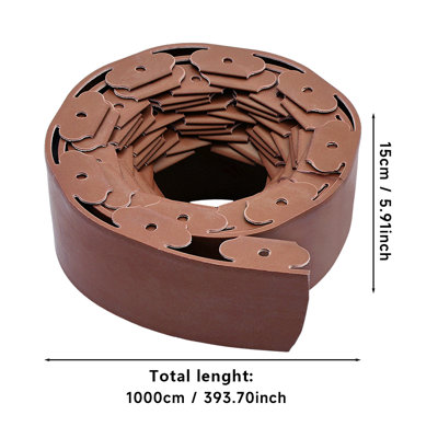 Brown L-Shaped PE Grass & Stone Landscape Edging Roll Kit