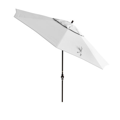 Parasol en bronze 11 pieds avec manivelle en aluminium et oléfine blanche 11 pieds