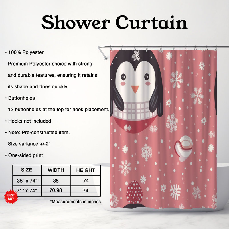 Rideau de douche Waddle Joy - Premium, H 74 po x l 71 po