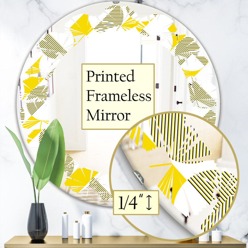 Miroir mural abstrait géométrique ii feuilles, H 31,5 po x l po