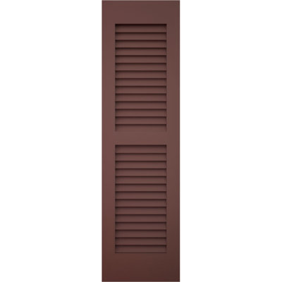 Volets extérieurs Americraft à deux persiennes égales en bois véritable (par paire), 45,7 cm (L) x 211 cm (H), avec capuchons de volets en aluminium, rouge vin