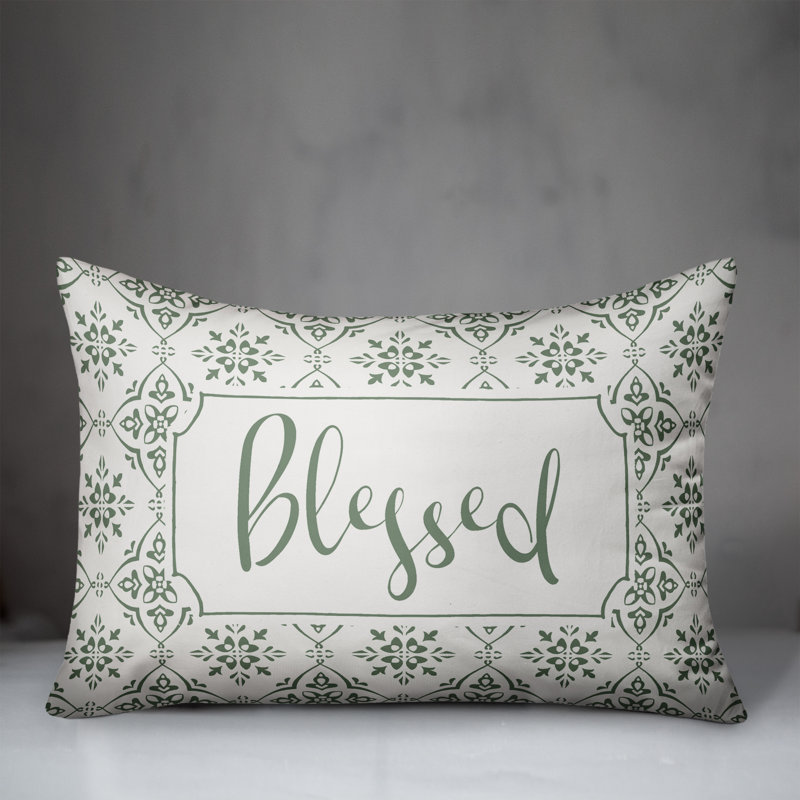 Housse de coussin rectangulaire extérieure et insert Blessed Medallion, Vert