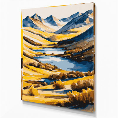 Aquarelle, paysage 43, art mural sur toile brune