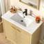 Meuble-lavabo de salle de bain avec lavabo, robinet, tablettes de porte et tablettes latérales ouvertes-908045413-908045412