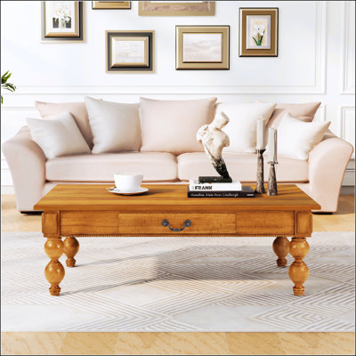 Table basse rectangulaire en bois avec tiroir de rangement