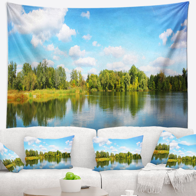 Tapisserie panorama landscap spring lake, H 32 po x l 39 po