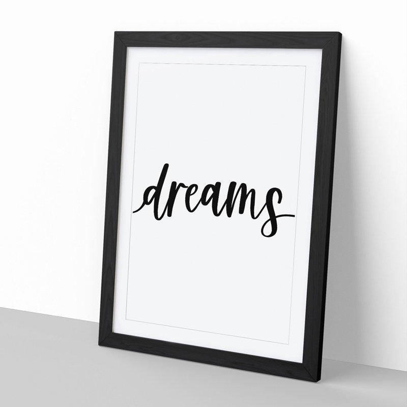 Sweet Dream No.3 - Picture Frame Typography, Black Framed, 90cm H x 65cm W x 2cm D