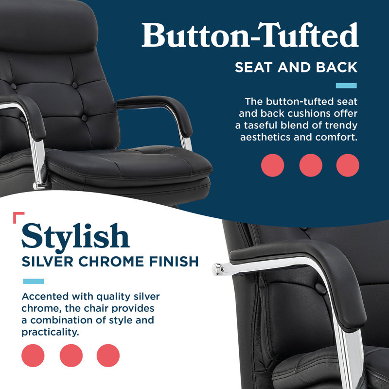 Sonata Leather Swivel Executive Office Chair, Black, Chrome