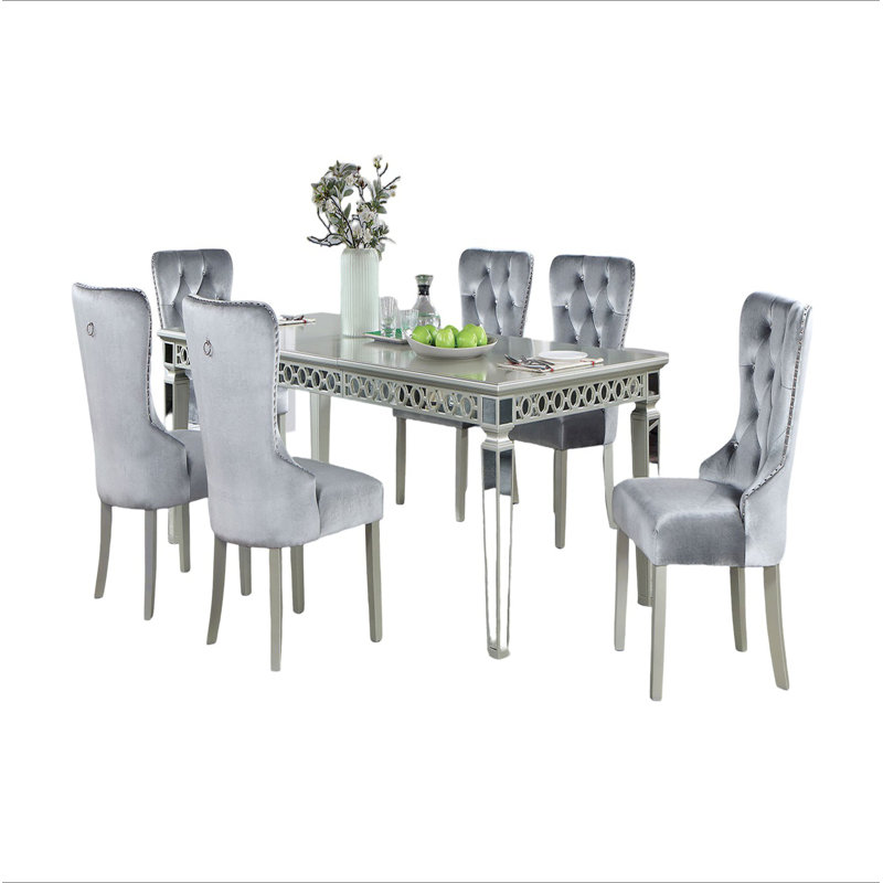 Ensemble de salle à manger 7 pièces Glam, 7 pièces : table, 6 chaises