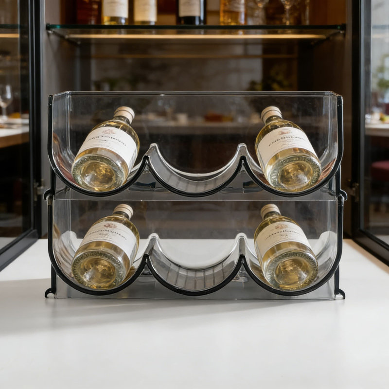 Support à vin empilable pour 3 bouteilles de cuisine, de réfrigérateur ou de bar