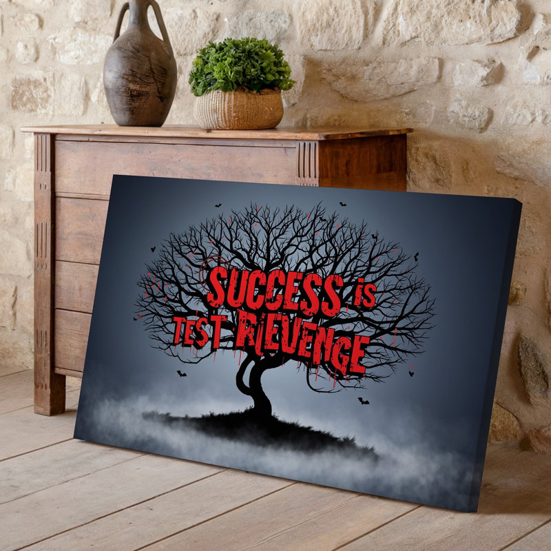 Toile, création d'une scène sombre et atmosphérique mettant en vedette un arbre noueux torsadé, silhouette d'arbre sur fond gris foncé, art sur toile