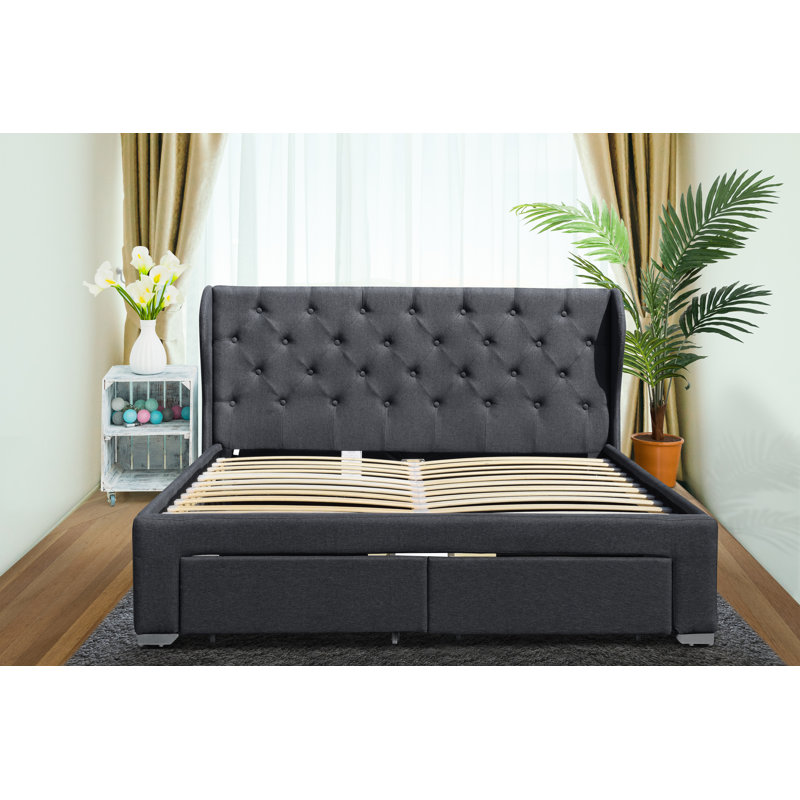 Greco Upholstered Storage Bed, Double (4'6)