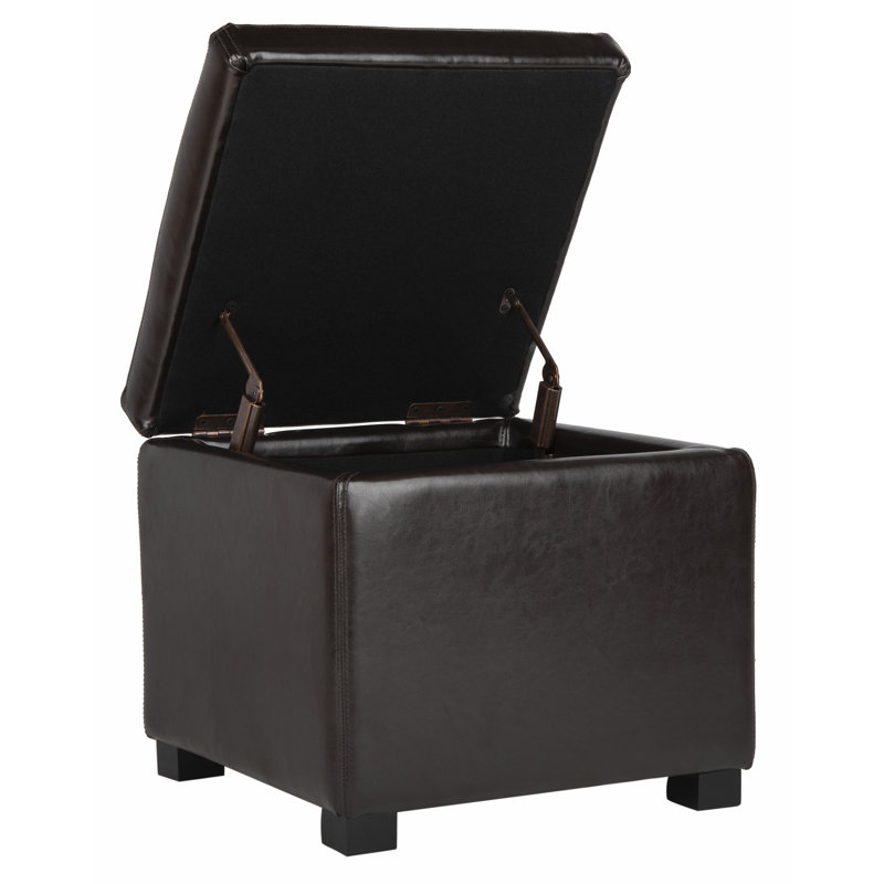 Kamyra Faux Leather Ottoman, Brown Faux Leather