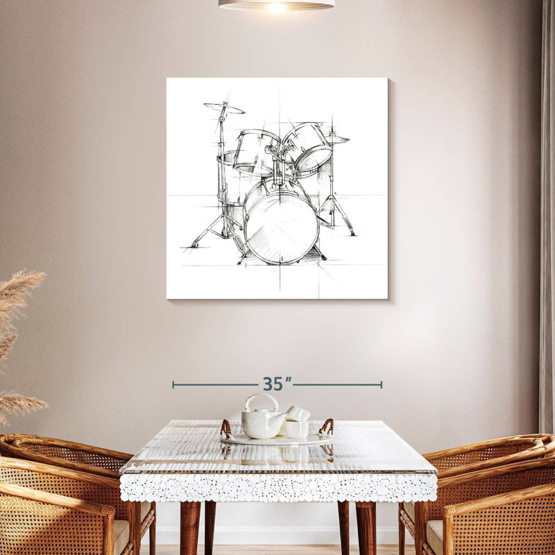 Abarca Drum Sketch, 36" H x 36" W