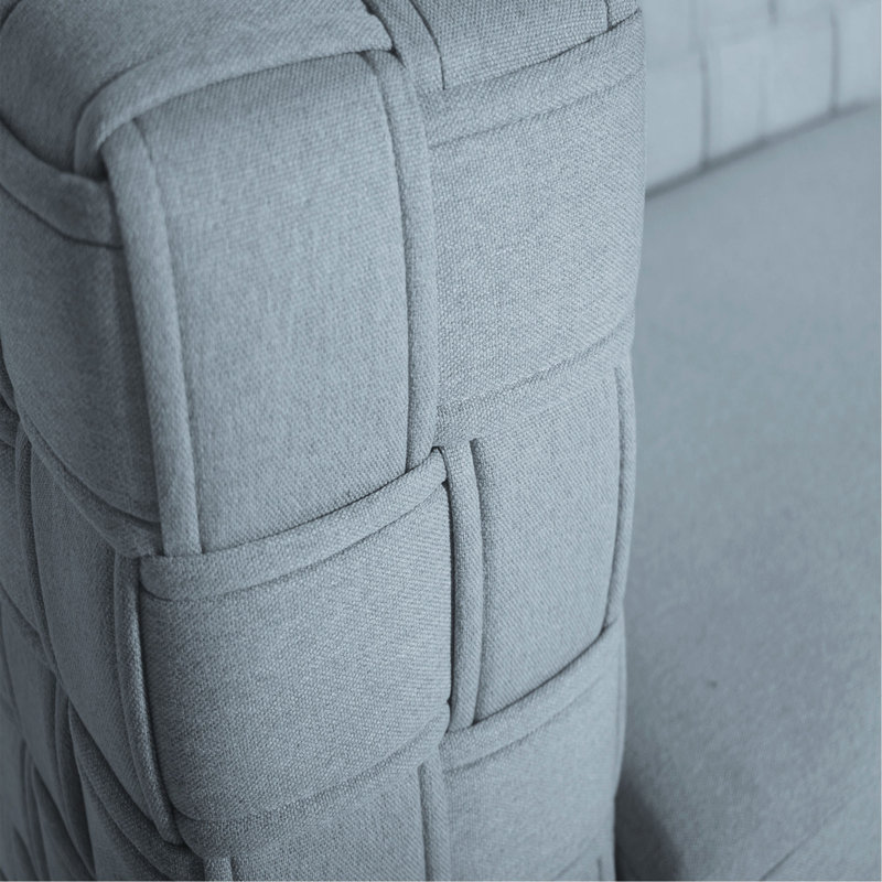 Light Teal Chenille & White Finish Sofa
