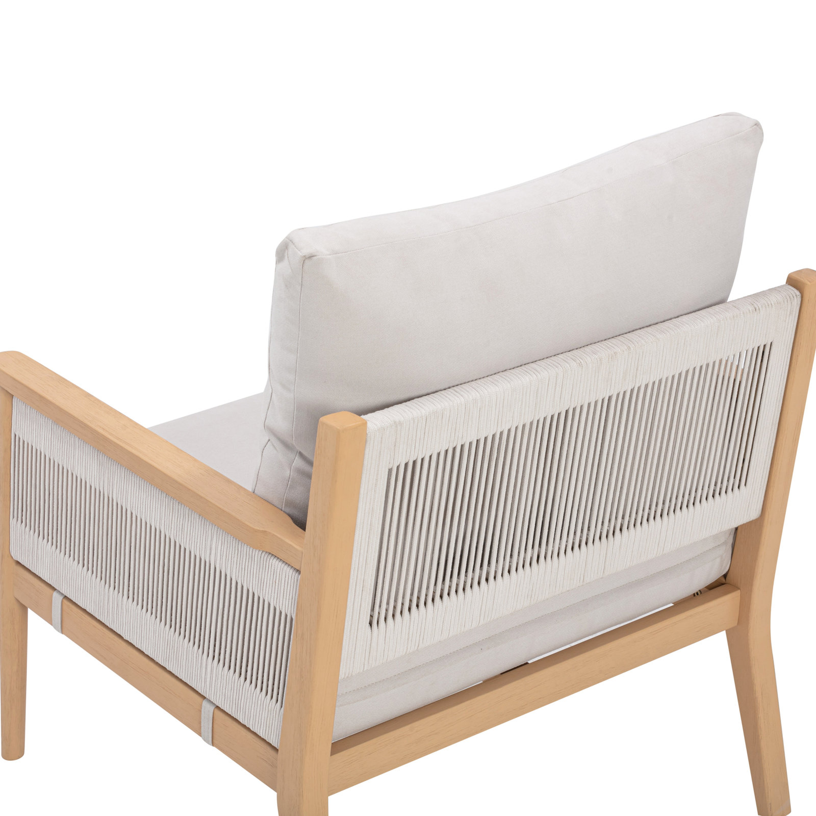 Rydell Acacia Outdoor Lounge Chair, Cream