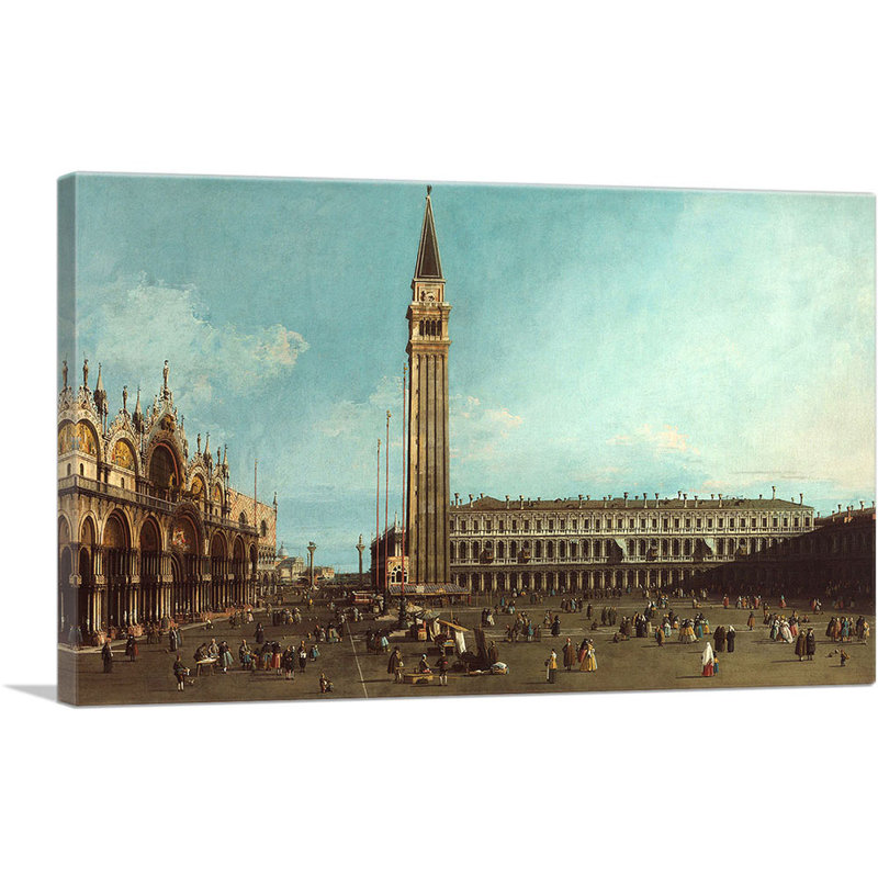«Piazza San Marco in Venice» par Canaletto, reproduction d'art sur toile tendue, H 12 po x l 18 po x P 0,75 po