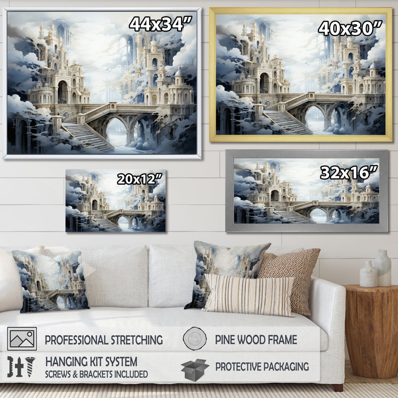 «Beige Bridge Ethereal Passage III», reproduction d'art sur toile, H 24 po x l 32 po x P 1 po, Toile tendue