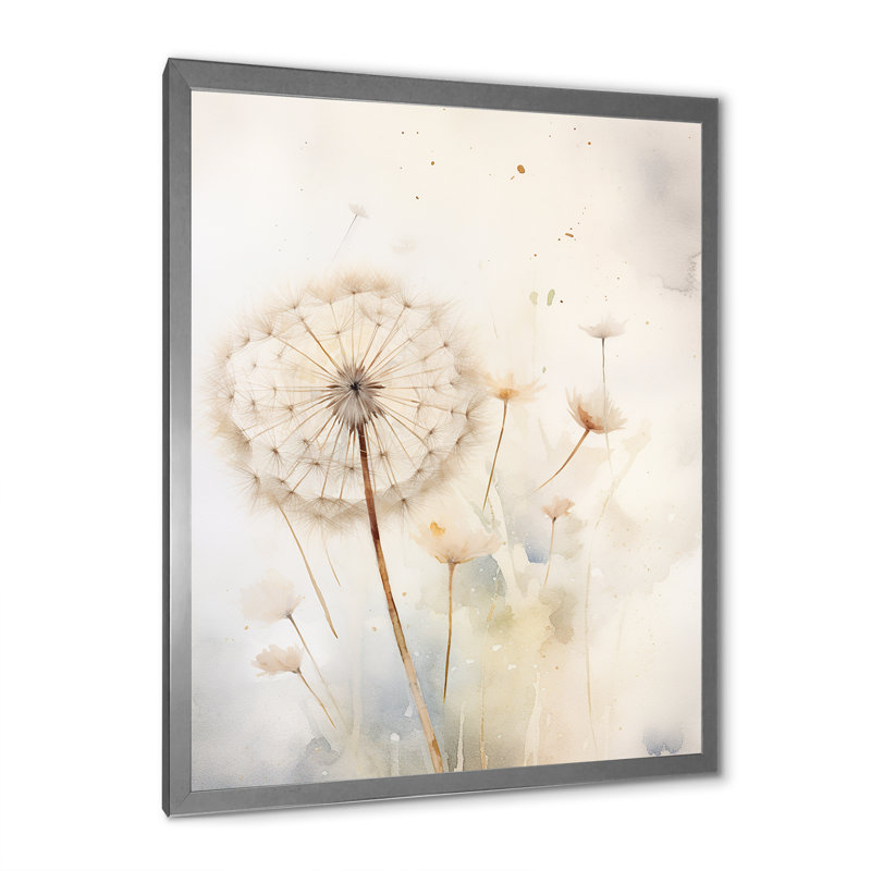 Dandelion Charm in Winter II - Imprimé, H 40 po x l 30 po x P 1,5 po, Cadre simple argenté