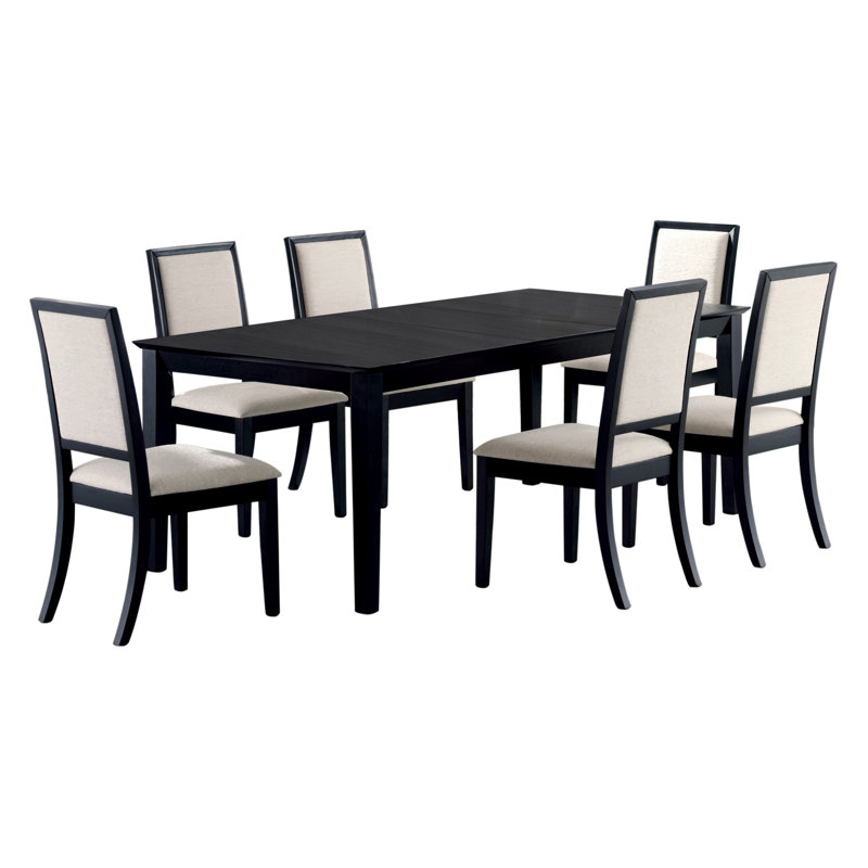 Ensemble de salle à manger extensible Lyndall en noir et crème, 7