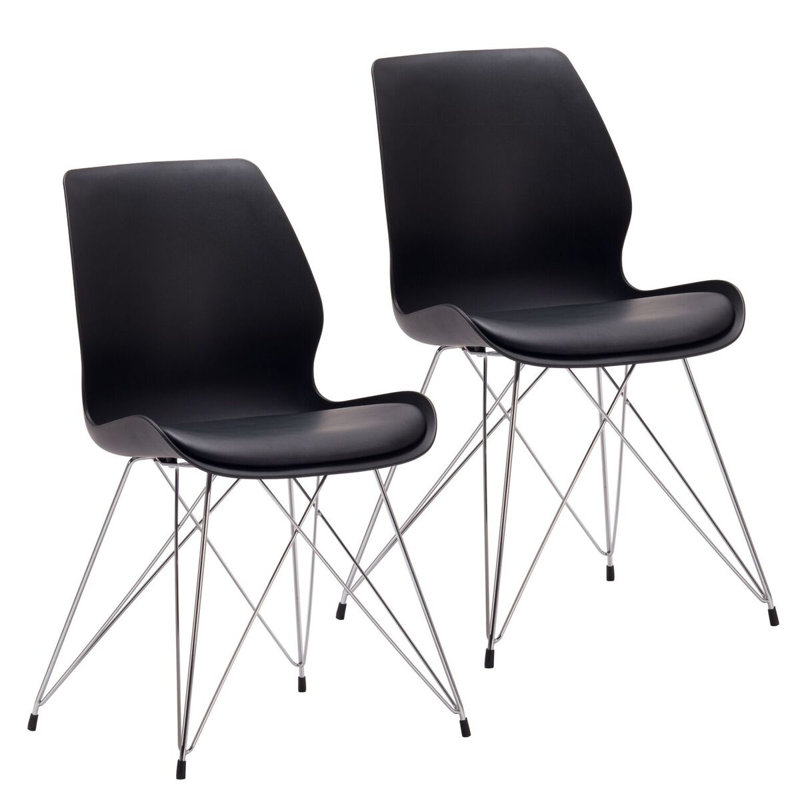 Aceves 18.5'' H Polyurethane Upholstered Side Chair, Black