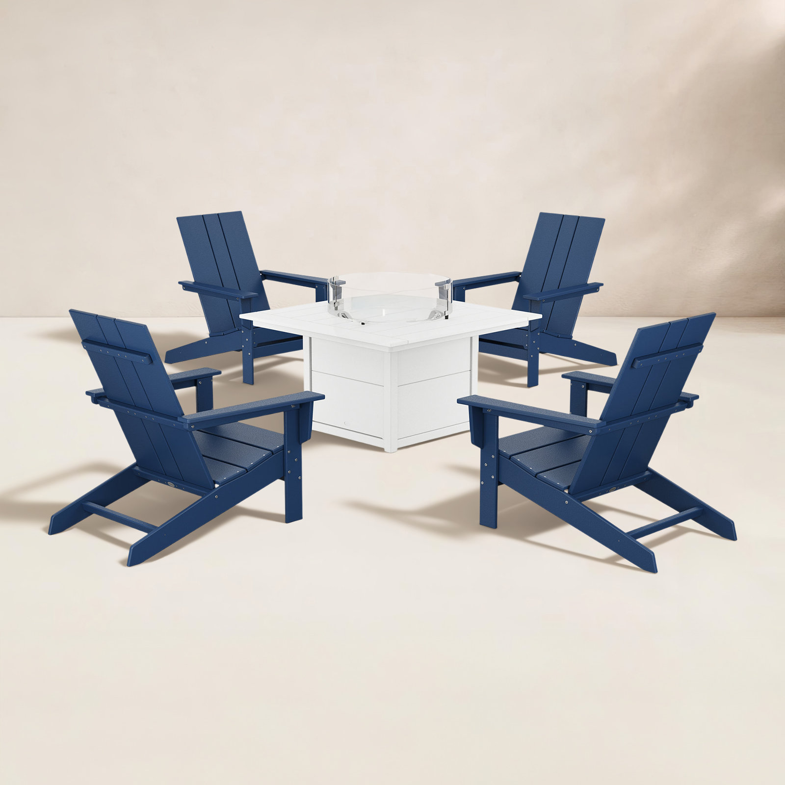 4-Person Patio Seating Group, Navy/White