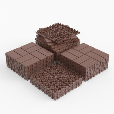 1 ft. x 1 ft. Outdoor Plastic Interlocking Deck Tile in Brown