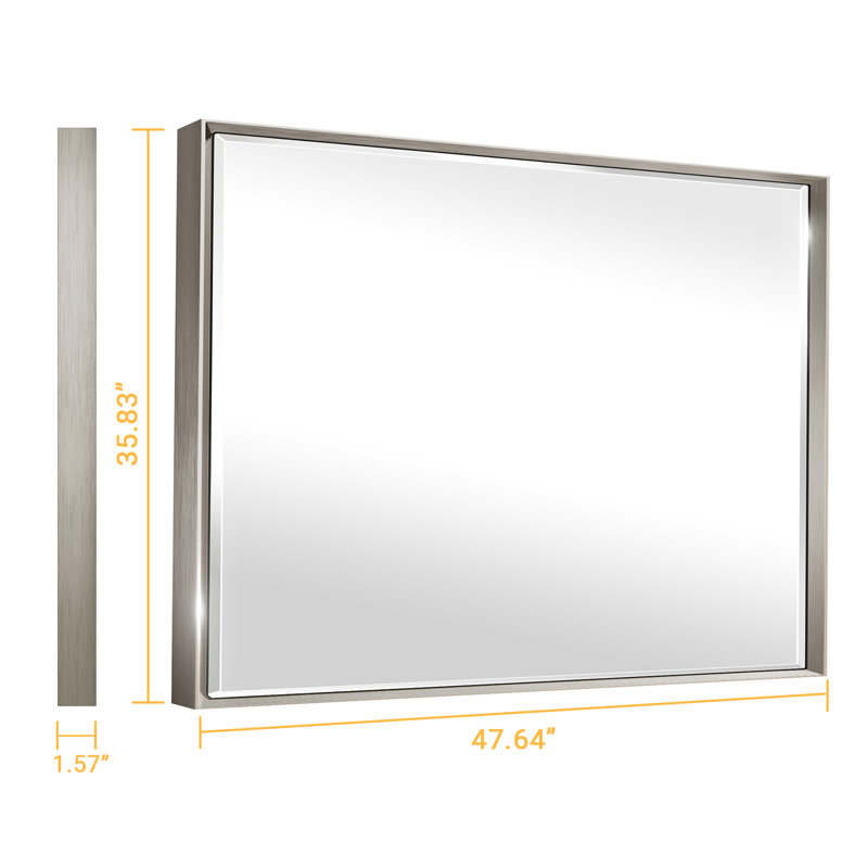 Miroir de salle de bain mural Lohoski, 36 po x 48 po, Nickel brossé