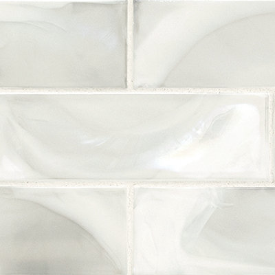 Nacre Blanc Subway 12 in. x 15 in. Glossy Glass Mosaic Wall Tile