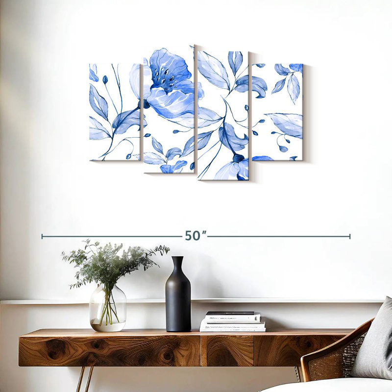 Harnek fleurs bleues printanières, H 22 po x l 36 po