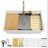 33" Drop-In White Granite Workstation Sink with Waterfall Faucet