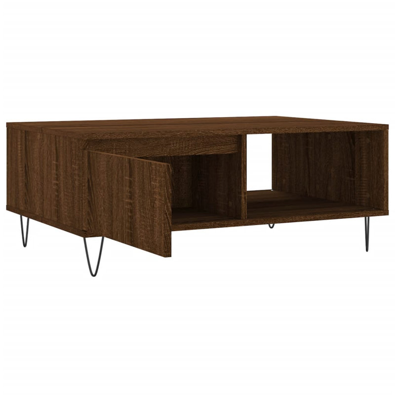 Gilbrae Four Leg Coffee Table with Storage, Brown Oak