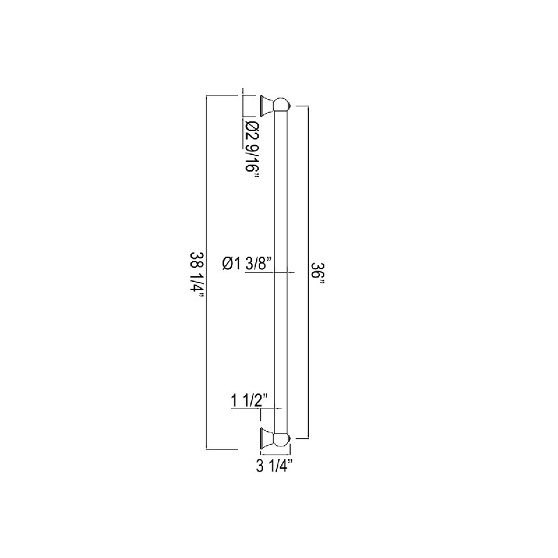 Rohl Shower Grab Bar, Italian Brass, 38.25" W