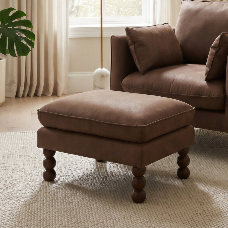 Marilyn 84 Wide Ottoman, Brown Faux Leather