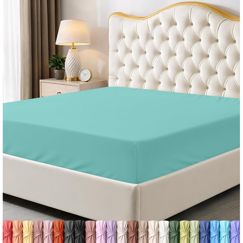 Drap-housse Utopia Bedding pour lit simple - Drap de fond - Poche profonde - Microfibre douce - Résistant au rétrécissement et à la décoloration - Entretien facile - 1 drap-housse seulement (Bleu spa)